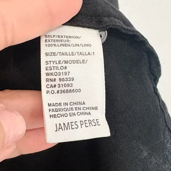 James Perse Linen Oversized Capsule Wardrobe Lightweight Shirt In Black Size 1/S - Picture 7 of 13